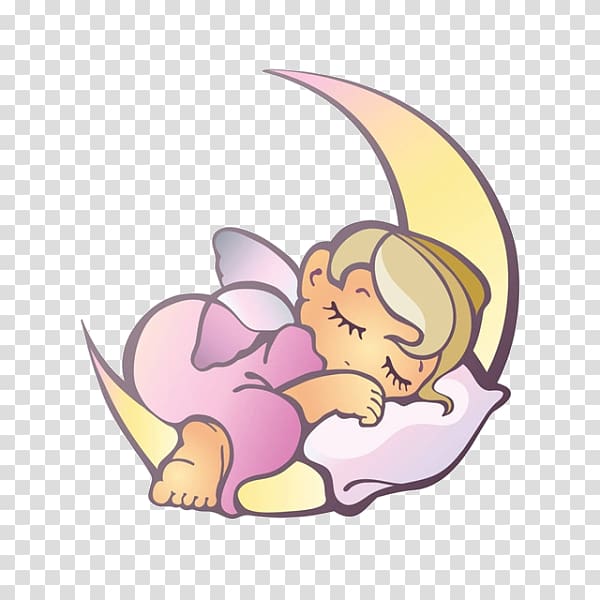 Infant Sleep Girl , The baby on the cartoon moon transparent background PNG clipart