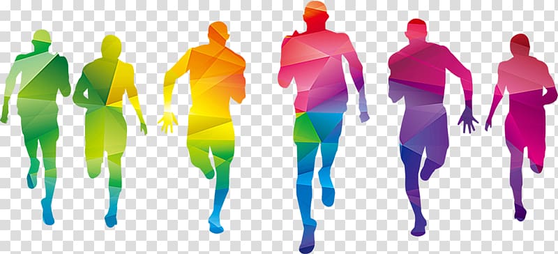 man illustration, Color Fun Run Graphic design Sport, Colorful run transparent background PNG clipart