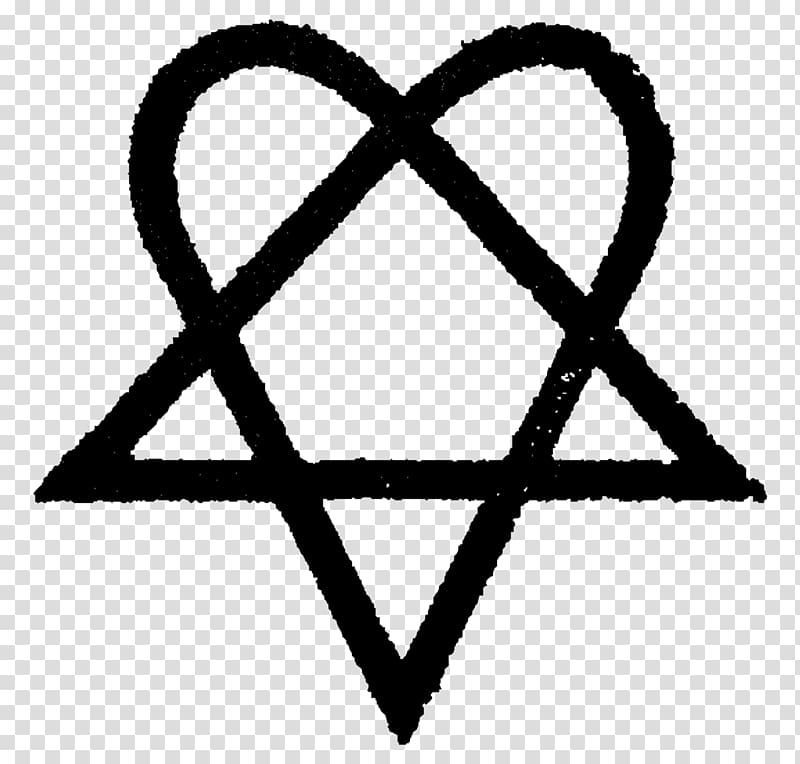 heart and triangle logo, Heartagram HIM Love Metal Music Logo, rock band transparent background PNG clipart