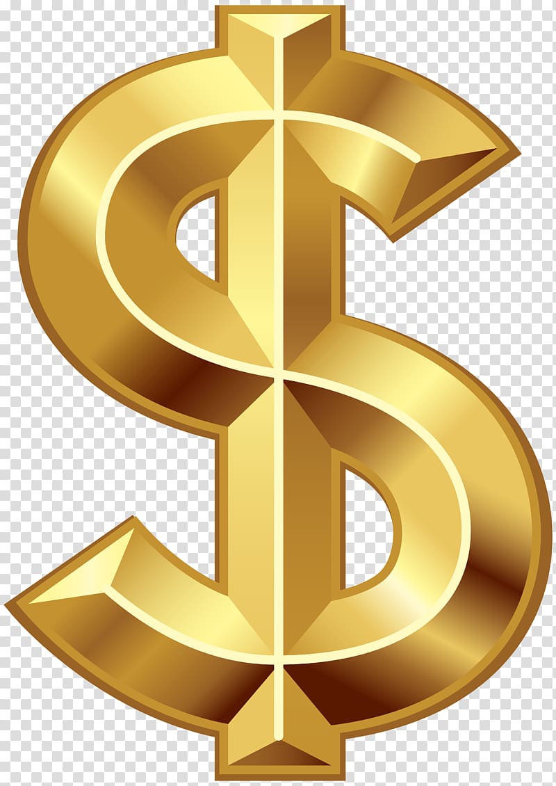 Dollar sign United States Dollar Currency symbol Dollar coin , golden dollar sign transparent background PNG clipart