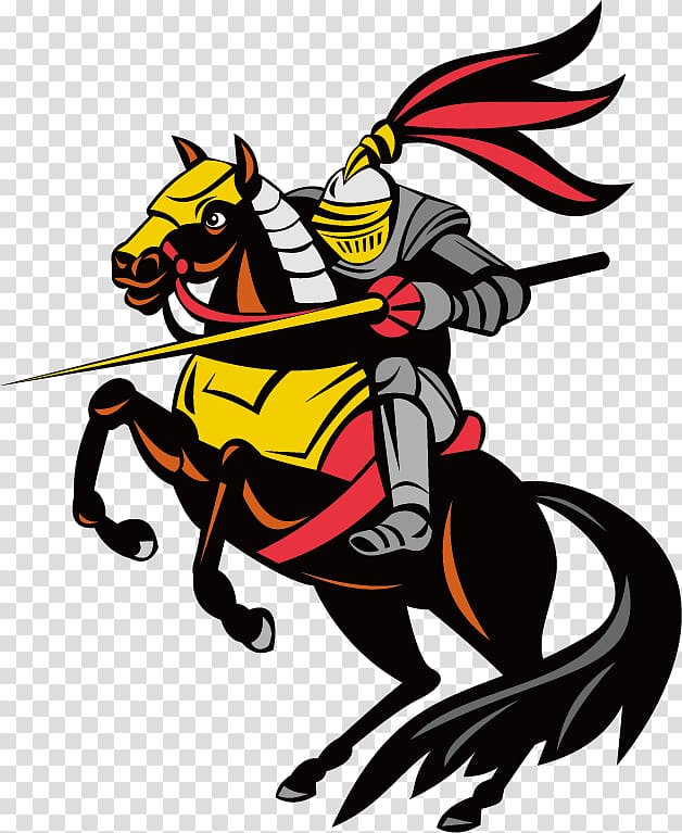 knight riding on horse illustration, Logo Bayside Intermediate School Illustration, Cartoon Knight transparent background PNG clipart