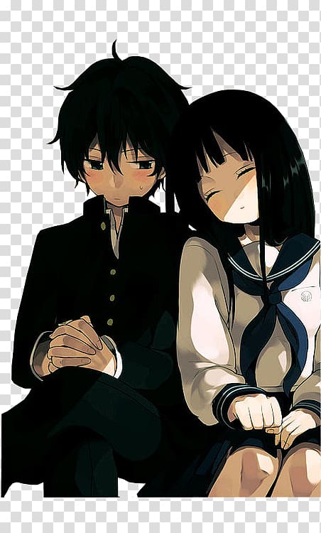 Hyouka Hōtarō Oreki Eru Chitanda Mayaka Ibara Satoshi Fukube, Anime Couple transparent background PNG clipart