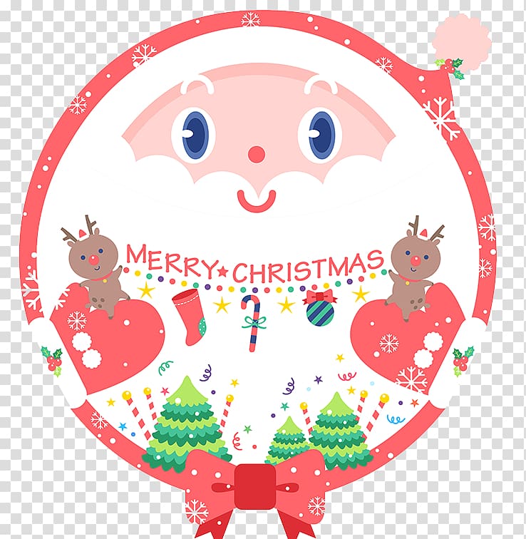 Santa Claus Ribbon Christmas ornament, Red label design for Santa Claus transparent background PNG clipart