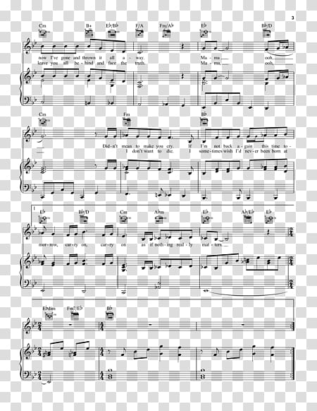 Moonlight Sonata (Sheet Music) Piano Musical note, Bohemian Rhapsody transparent background PNG clipart