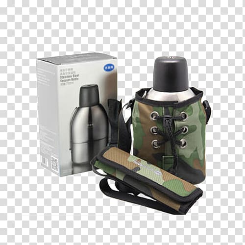 Water bottle Canteen Vacuum flask Stainless steel, Portable outdoor travel kettle military transparent background PNG clipart