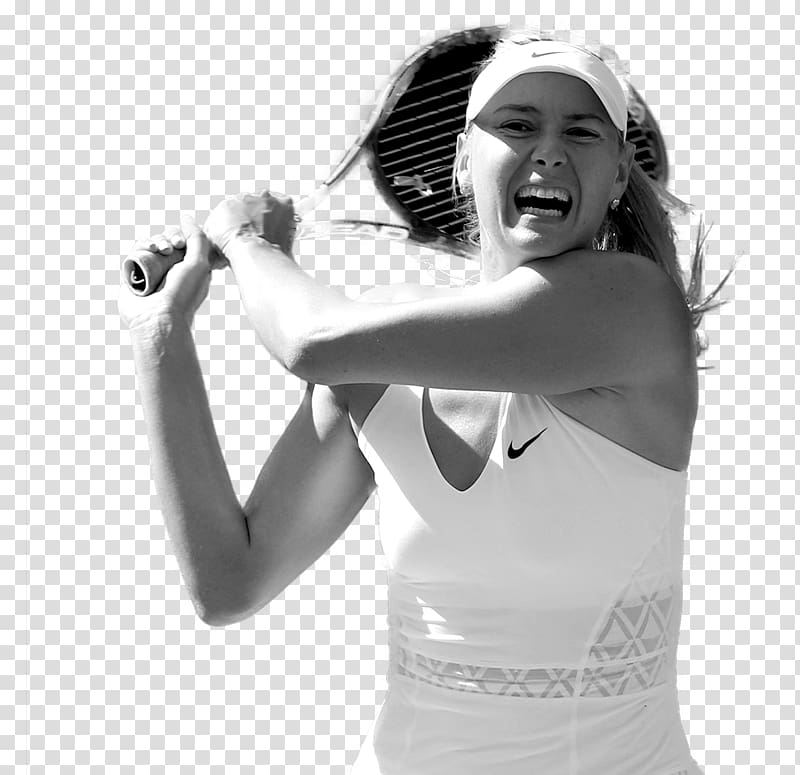 Maria Sharapova Black and white, tennis transparent background PNG clipart