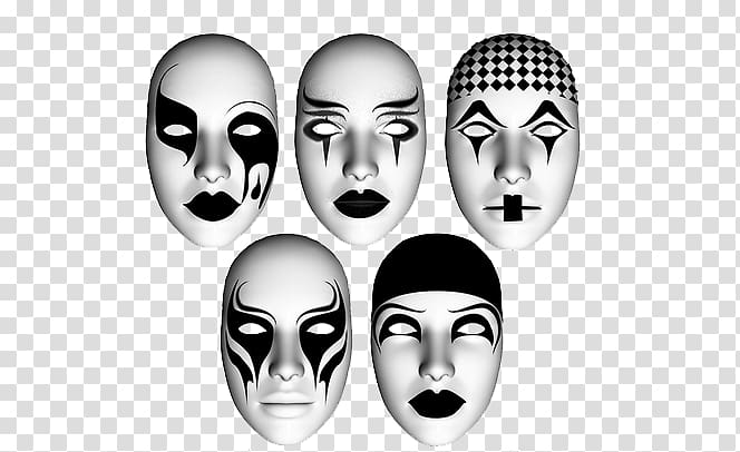 Mask Black and white, Black and white horror mask transparent background PNG clipart