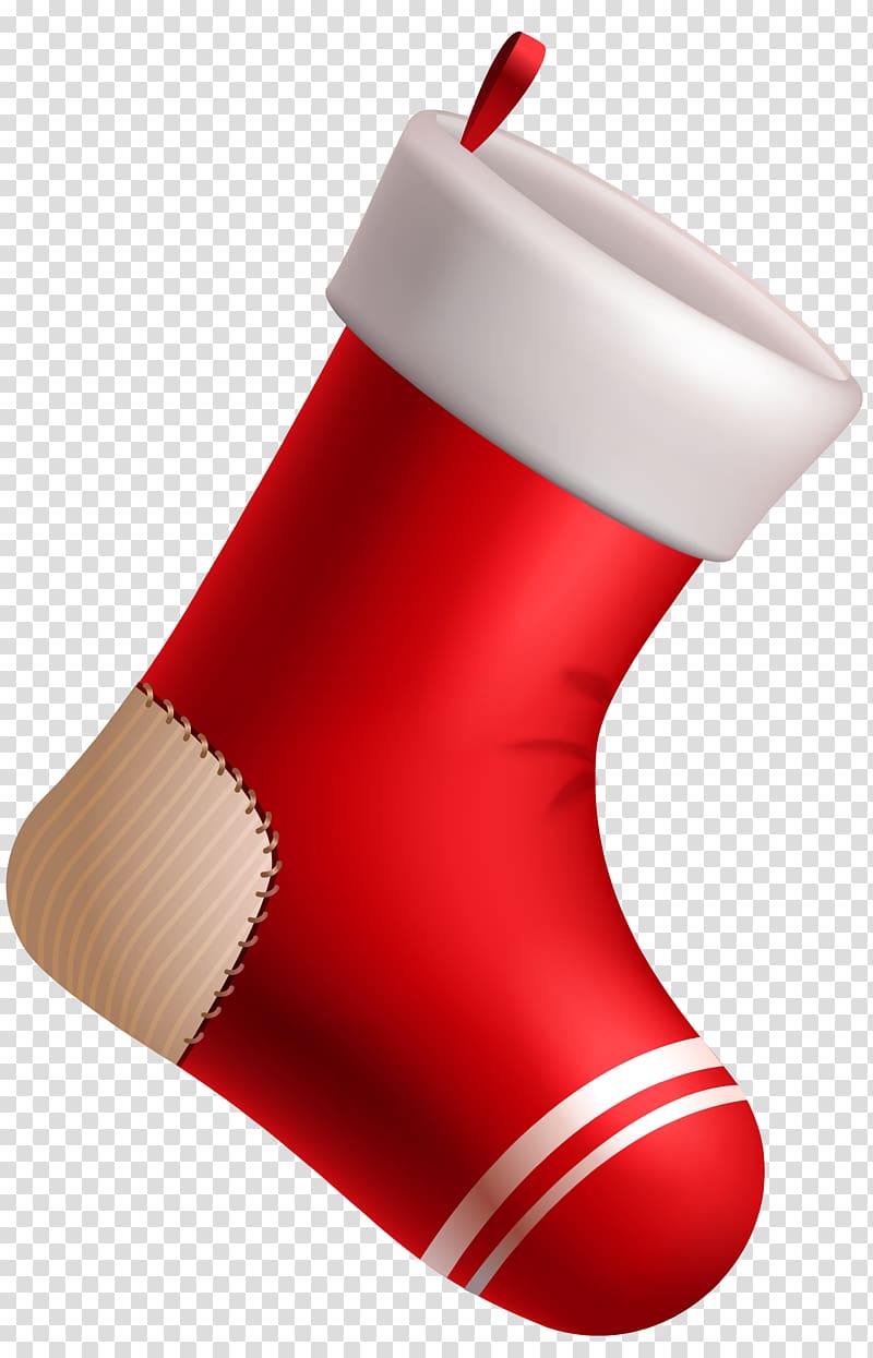 red Christmas sock illustration, Christmas ing , Christmas Red ing transparent background PNG clipart