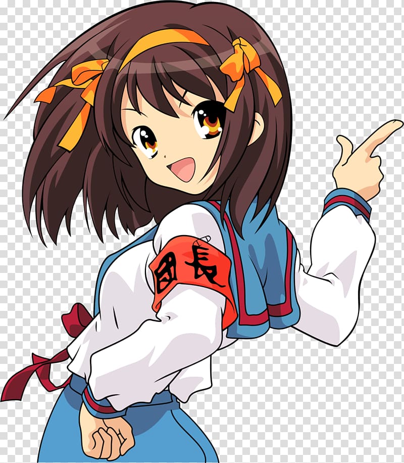 Haruhi Suzumiya Yuki Nagato Mikuru Asahina Anime Manga, anime character transparent background PNG clipart