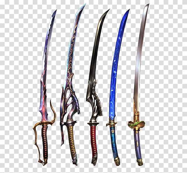 Weapon Sword Granblue Fantasy Katana, fantasy blue crescent transparent background PNG clipart