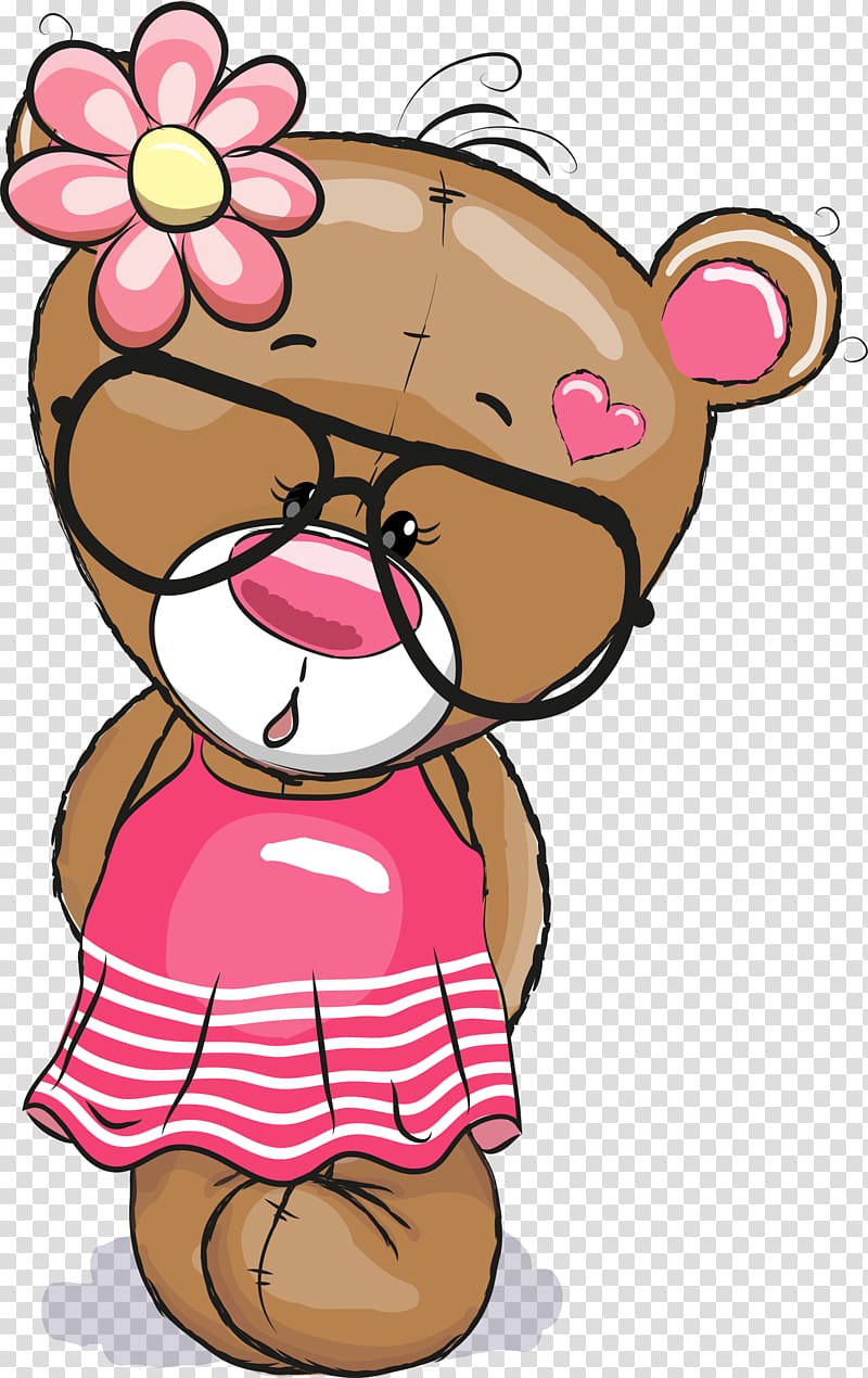 brown glasses, teddy bear transparent background PNG clipart