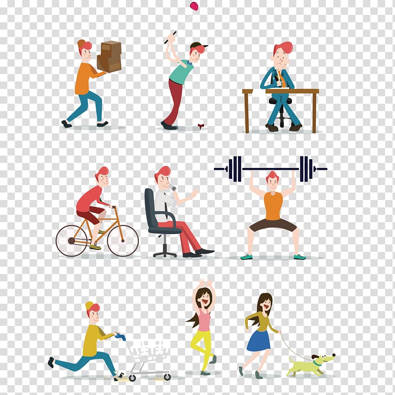 Adobe Illustrator Illustration, The daily life of urban men and women transparent background PNG clipart