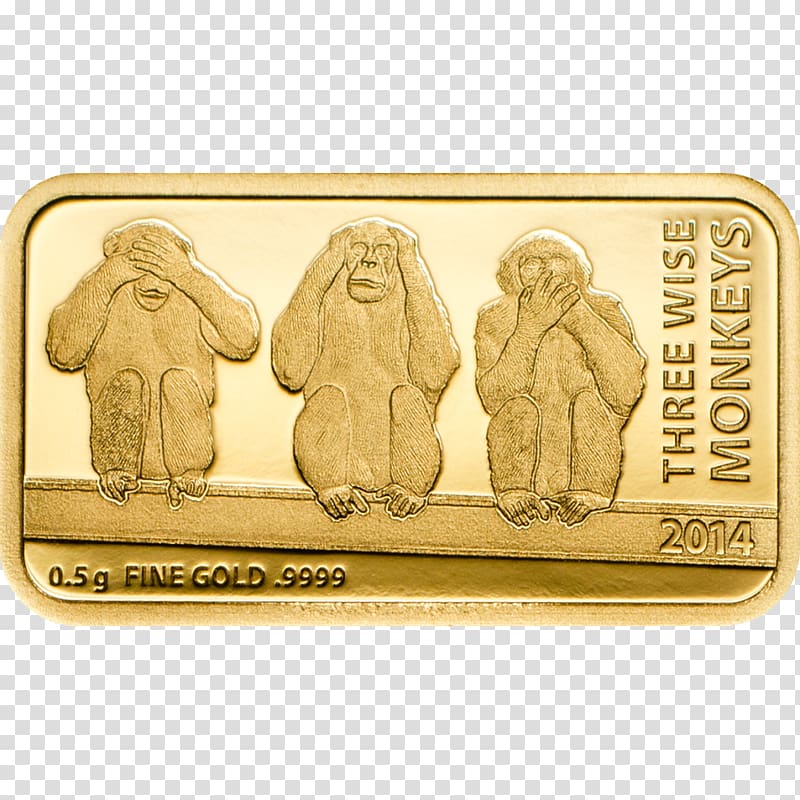 Three wise monkeys Coin Invest Trust reg. Gold, coins transparent background PNG clipart