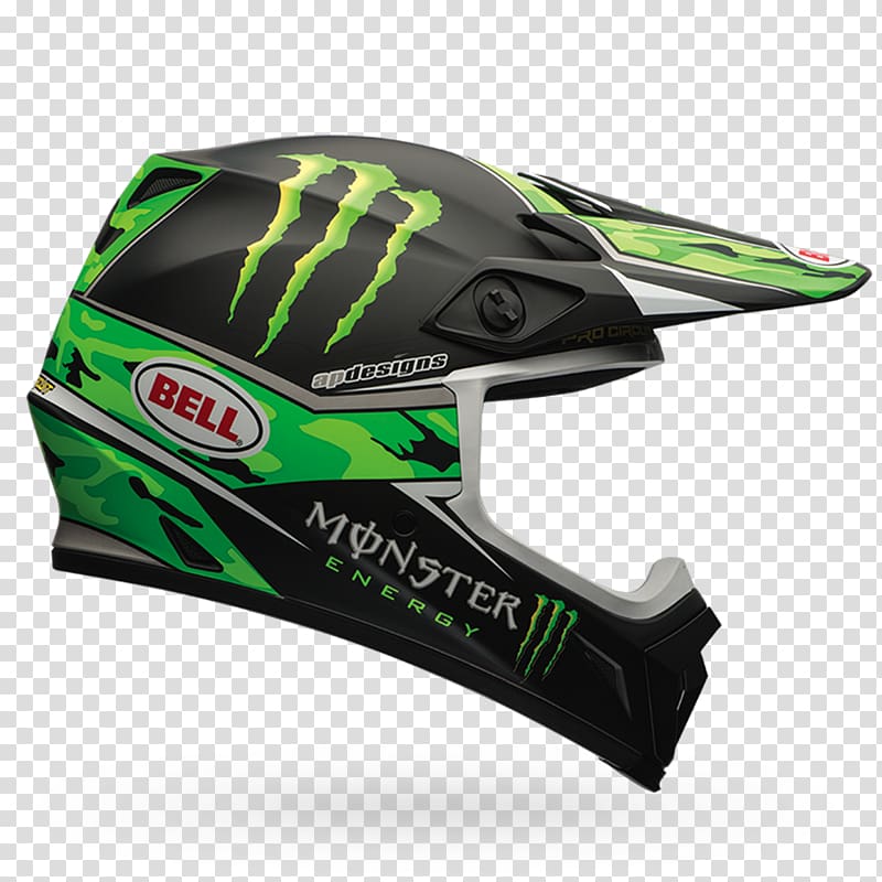 Motorcycle Helmets Monster Energy Bell Sports Motocross, motorcycle helmets transparent background PNG clipart