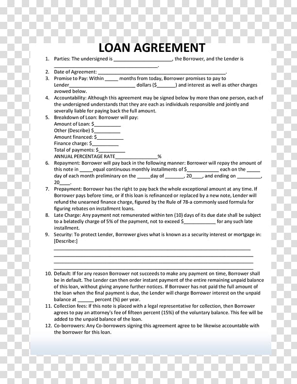 Loan agreement Contract Mortgage loan Document, others transparent background PNG clipart