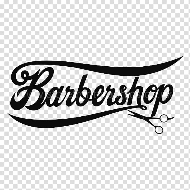 black Barbershop calligraphy illustration, Sticker Barbershop Wall decal, salon transparent background PNG clipart