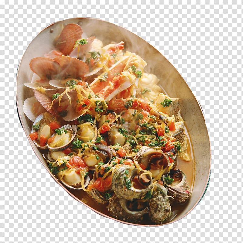 Mussel Pilaki Oyster Caridea Pasta, Conch shellfish pot transparent background PNG clipart