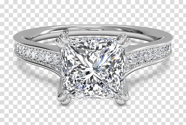 Princess cut Engagement ring Diamond cut Wedding ring, platinum platinum ring transparent background PNG clipart