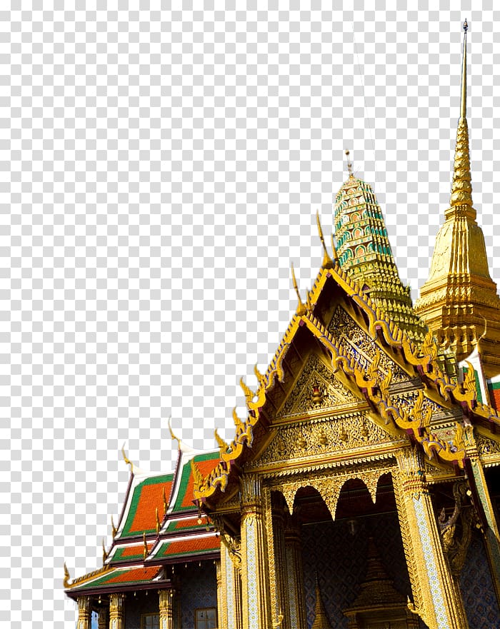 gold mosque illustration, Thailand Thai cuisine Tourism Thai Buddha amulet, Thai temple transparent background PNG clipart