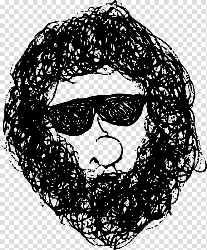 Rastafari Black and white Drawing, hairy man transparent background PNG clipart