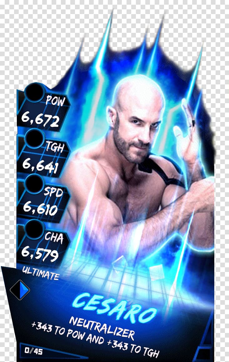 Cesaro WWE SuperCard WWE Raw SummerSlam WrestleMania 33, Wwe supercard transparent background PNG clipart