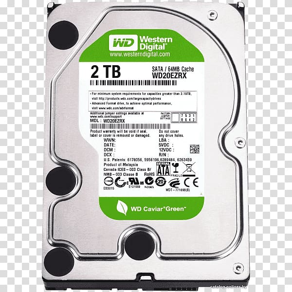 Hard Drives WD Green SATA HDD Western Digital Serial ATA Terabyte, others transparent background PNG clipart