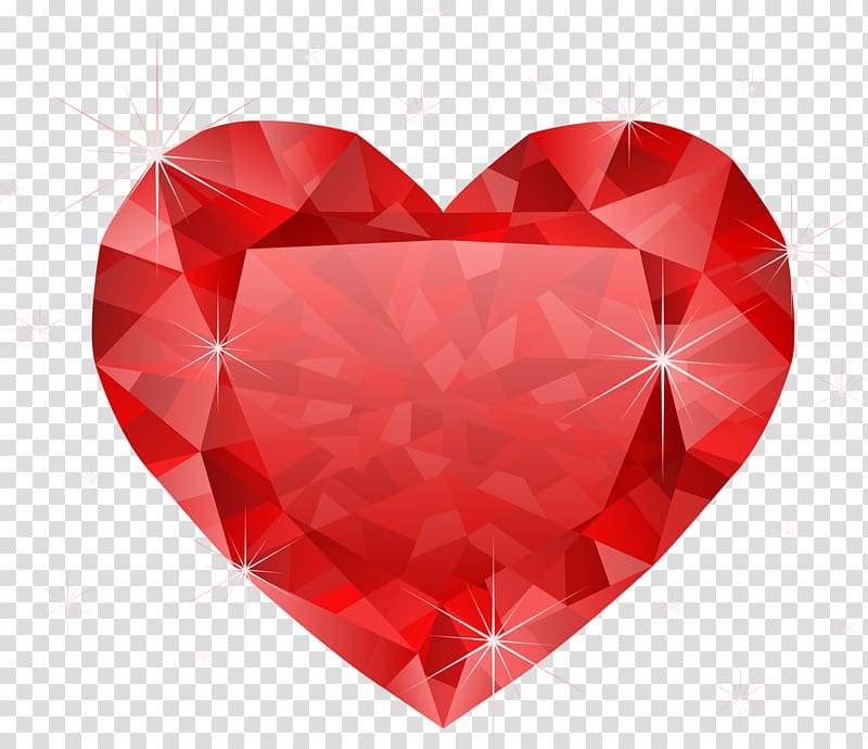 Heart Diamond Red , Diamond red heart transparent background PNG clipart