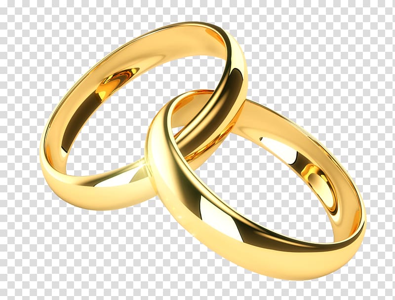 Wedding ring Engagement ring, Wedding Ring, pair of gold-colored ringfs transparent background PNG clipart