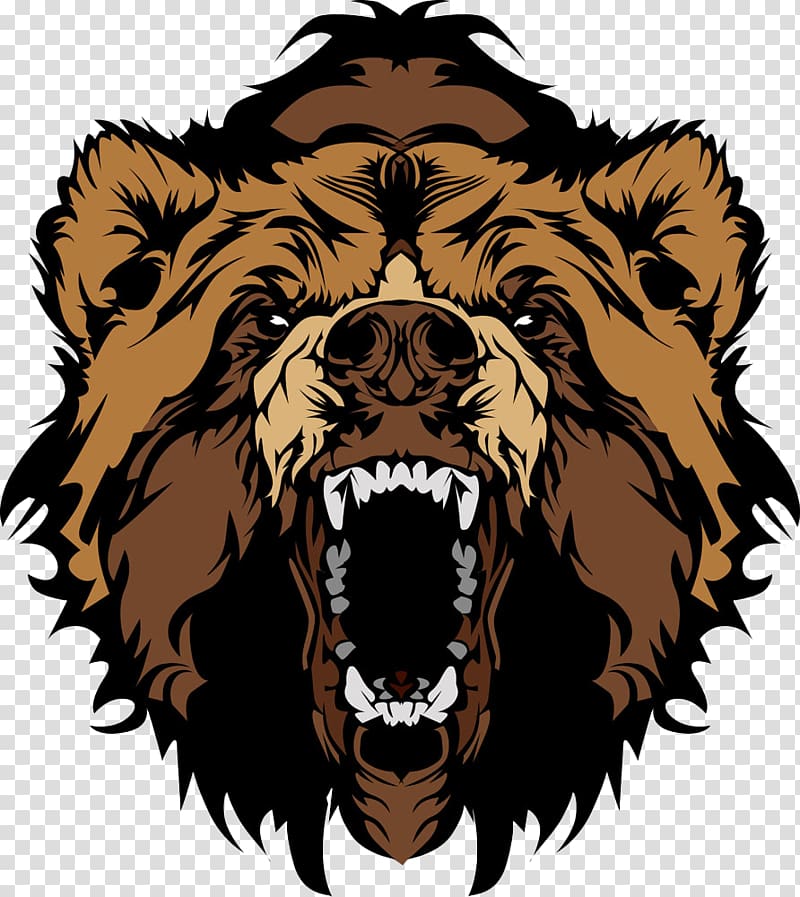 Grizzly bear illustration, Grizzly bear , Roaring bear head transparent ...