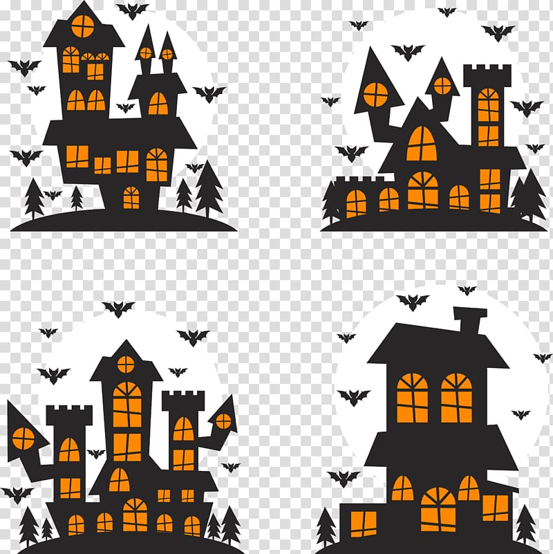 Halloween Silhouette Illustration, Halloween castle design transparent background PNG clipart