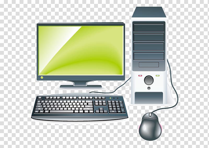 gray flat screen computer monitor, keyboard, and computer tower illustration, Computer case Computer keyboard Computer monitor Computer hardware, Desktop Computers transparent background PNG clipart
