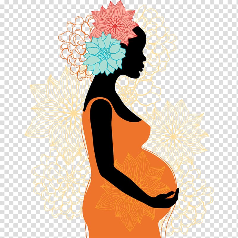 Pregnancy Woman Silhouette , Flowers beautiful pregnant woman transparent background PNG clipart