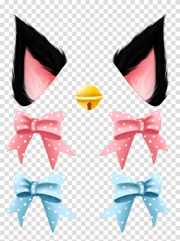 black and pink cat ear illustration, Catgirl Earring, cat ear transparent background PNG clipart