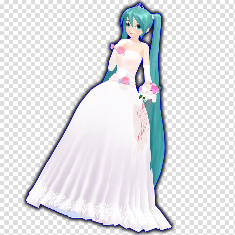 Bride Dress Megurine Luka Hatsune Miku MikuMikuDance, wedding dress transparent background PNG clipart