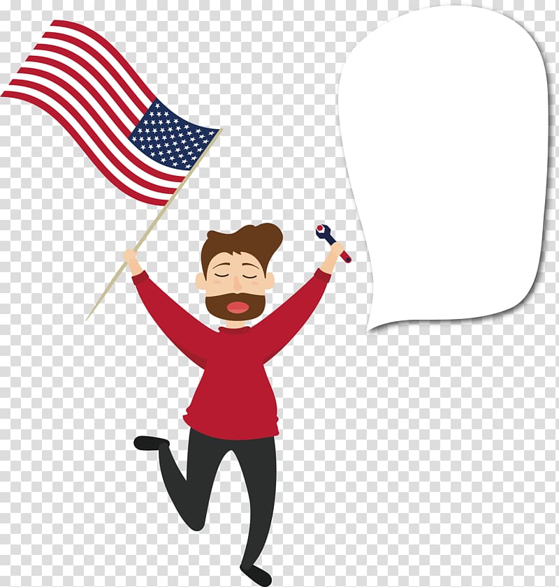 Flag of the United States Cartoon , Holding the American flag transparent background PNG clipart