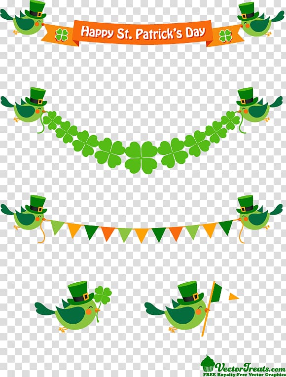 Happy St. Patricks day , Saint Patricks Day Luck Clover , Clover green bird banners material Free transparent background PNG clipart