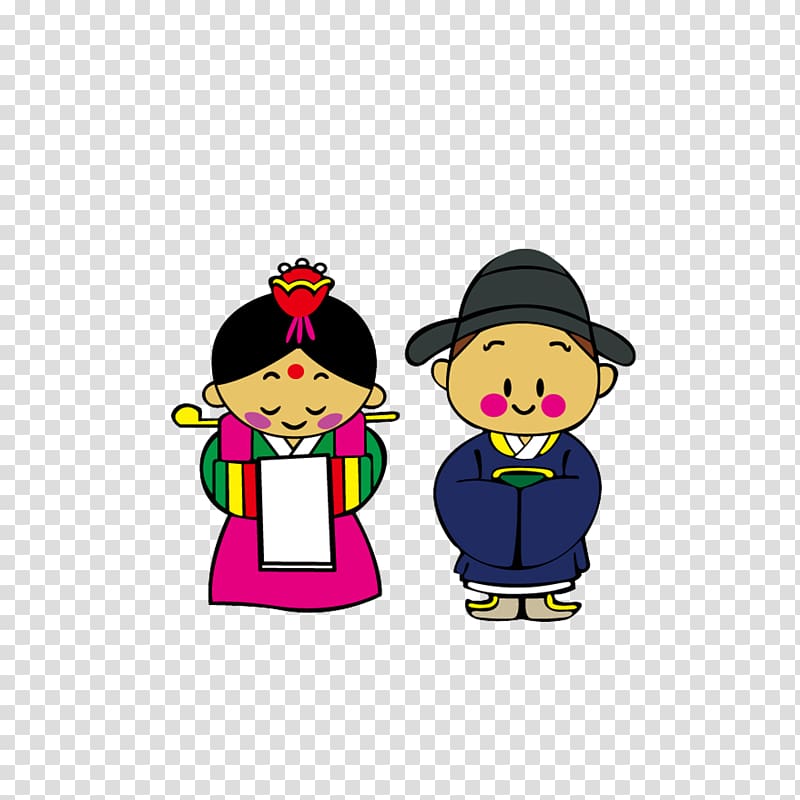 Seoul Cartoon , Cartoon bride and groom Korea transparent background PNG clipart