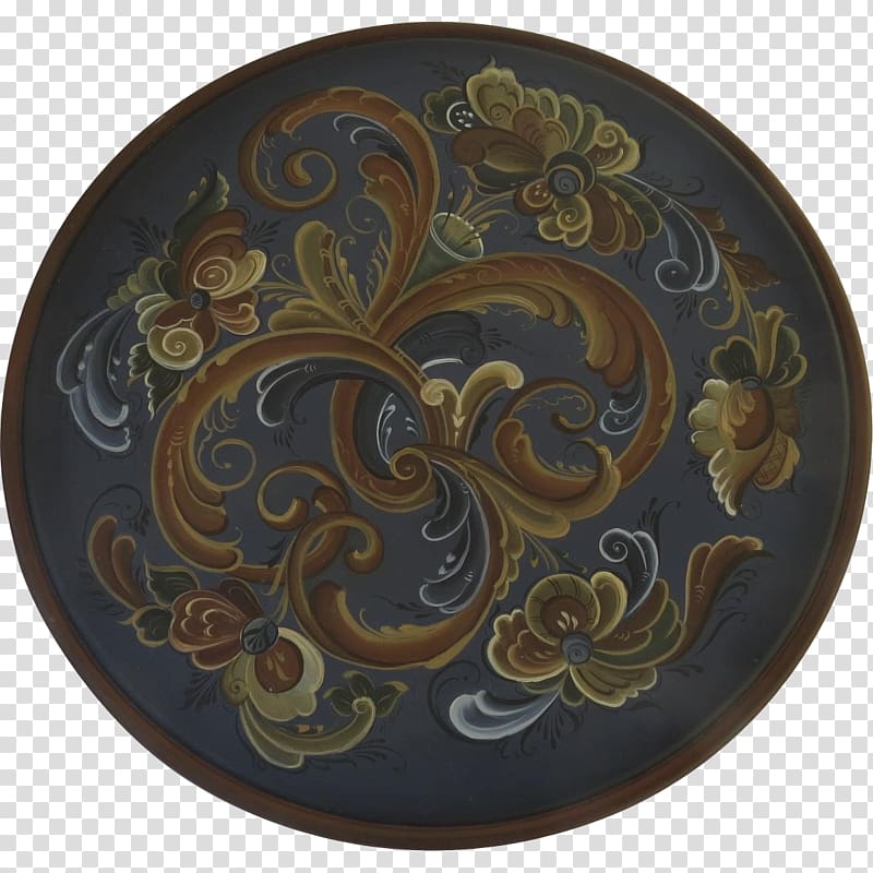Platter Ceramic Plate Tableware Brown, retro hand painted transparent background PNG clipart
