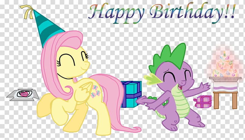 Fluttershy Applejack Pony Spike Birthday, My Little Pony birthday transparent background PNG clipart