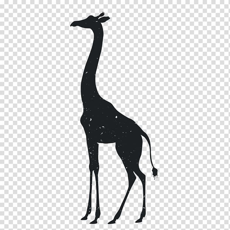 black giraffe illustration, Giraffe Tiger Silhouette Animal Drawing, Animal Silhouettes transparent background PNG clipart