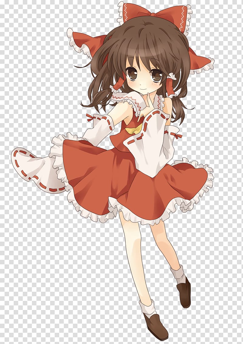 Reimu Hakurei Miko, Girl brown hair transparent background PNG clipart