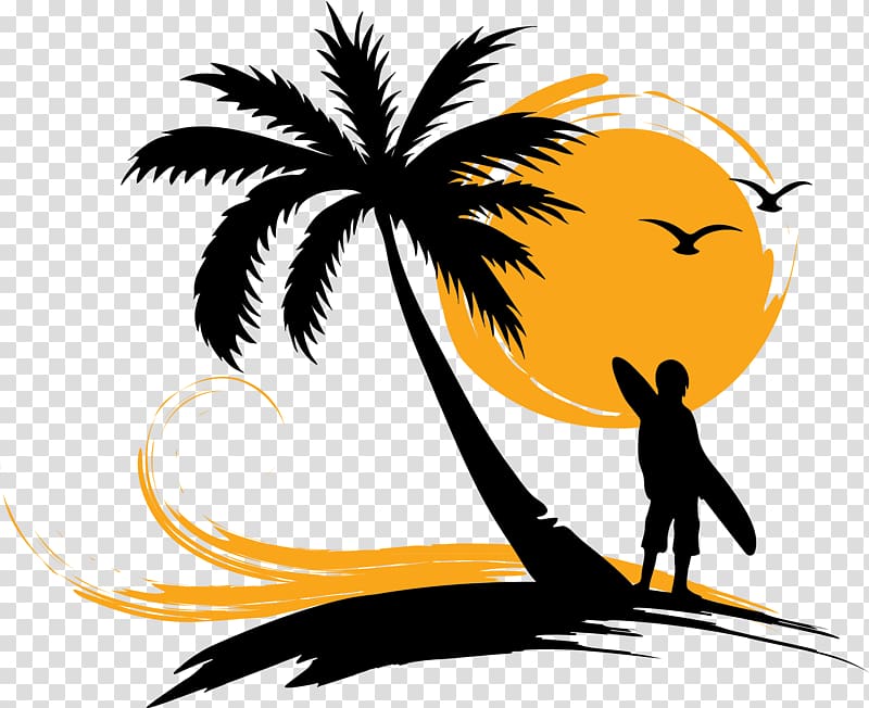 Arecaceae Surfing Sunset , surfing transparent background PNG clipart