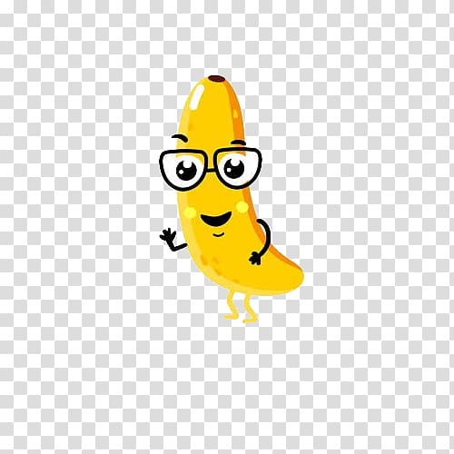 Fruit Cartoon Banana Illustration, Wearing a banana for glasses transparent background PNG clipart