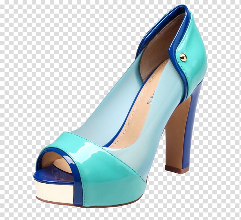 Blue Shoe High-heeled footwear Designer, Blue fish heels transparent background PNG clipart