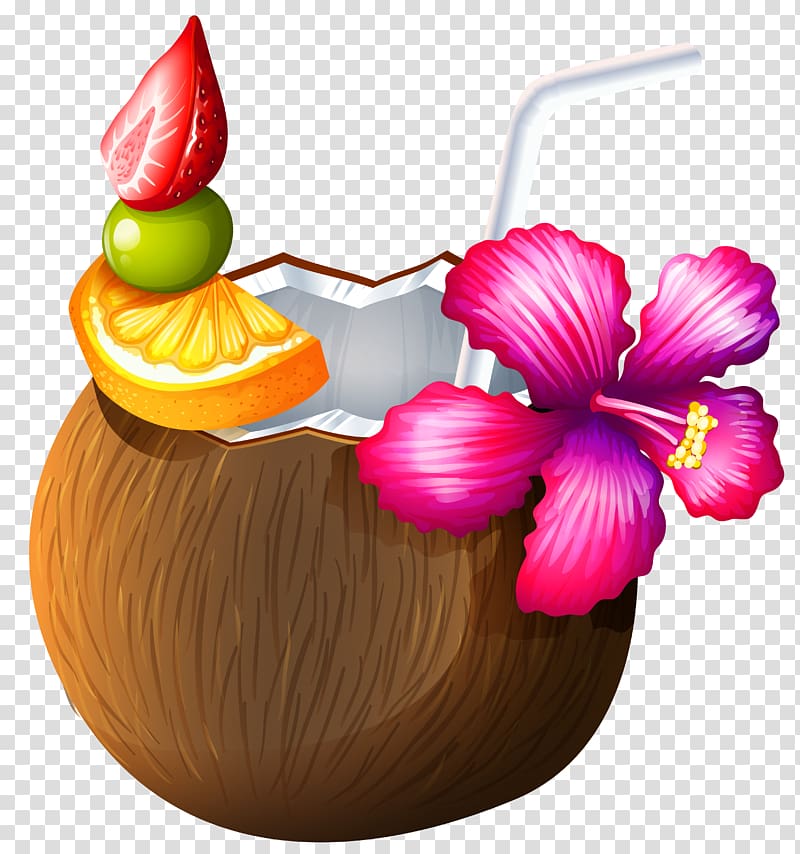 Cocktail Margarita Juice Moonshine Vodka, Exotic Coconut Cocktail , coconut with straw transparent background PNG clipart