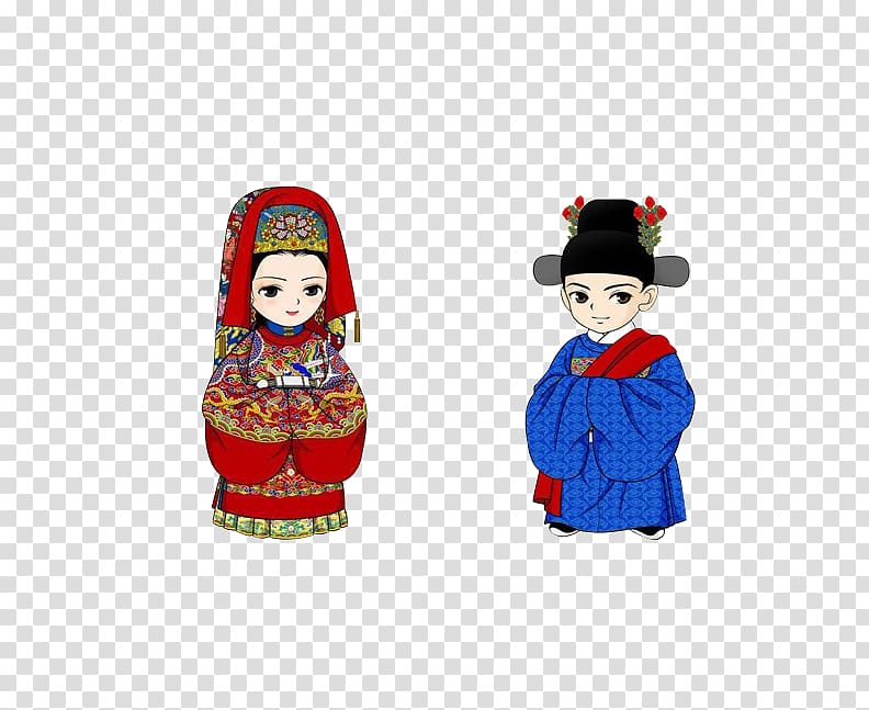 Han Dynasty Wedding Emperor of China Zhongyuan Bridegroom, Bride and groom transparent background PNG clipart