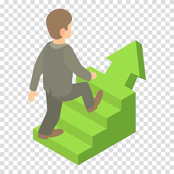 Businessperson Ladder Icon, The green arrow man transparent background PNG clipart