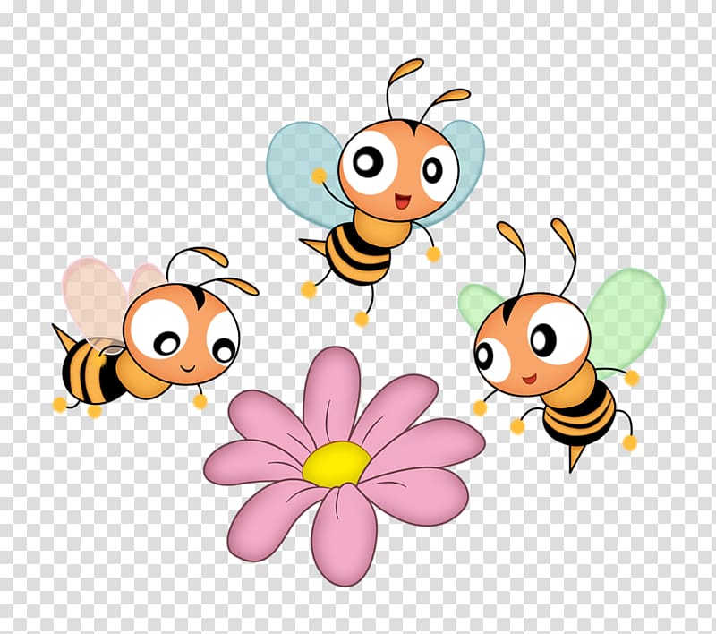 three bees illustration, Honey bee Cartoon , Hand-painted cartoon cute little bee transparent background PNG clipart