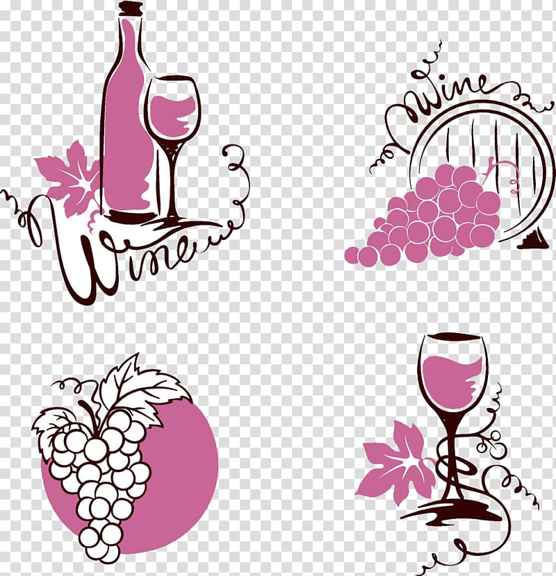 Dessert wine Grapevines, Hand-painted wine glasses transparent background PNG clipart