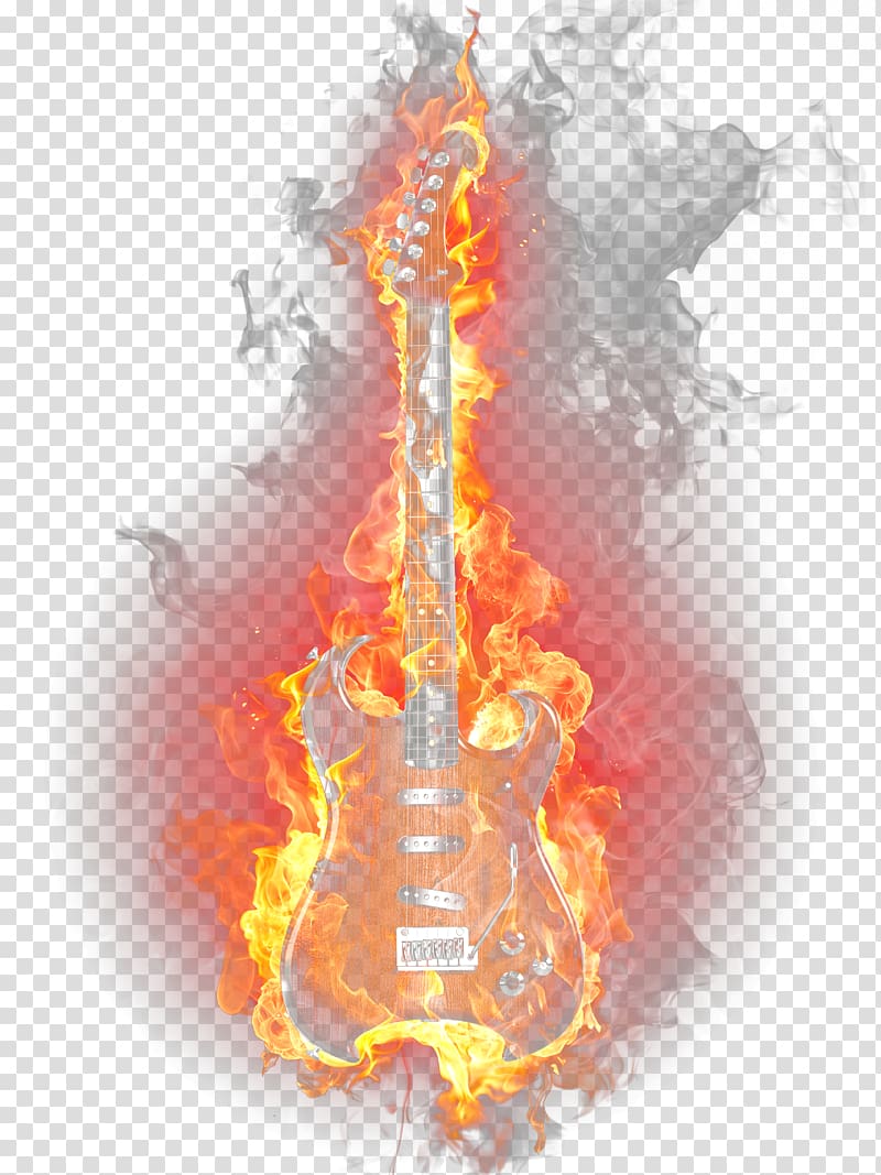 flaming guitar, Fire Flame Light, Burning guitar transparent background PNG clipart